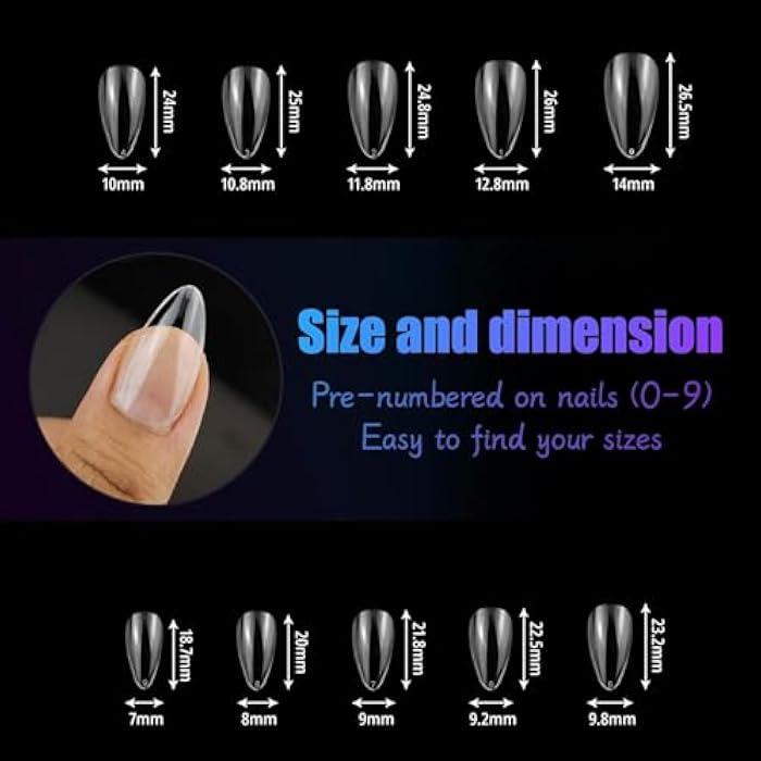 100 Pcs Clear False Nail Tips with Storage Case-Full Cover Coffin Nails in 10 Sizes for Nail Salons and DIY Nail Art-Long Lasting and Durable Artificial Fingernails for Glamorous Looks-clear - Image 2